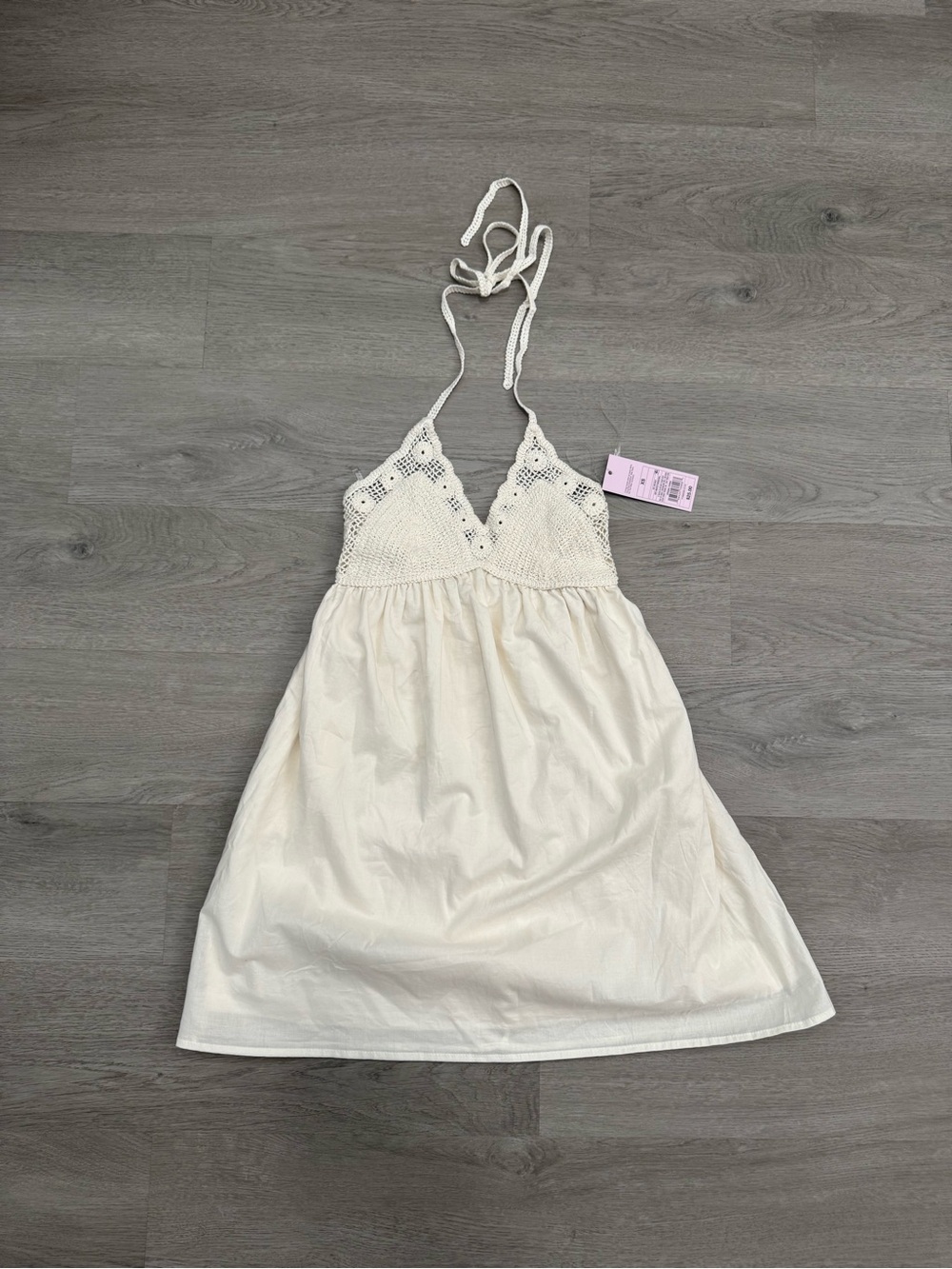 wild fable Cream Crochet Halter Mini Dress